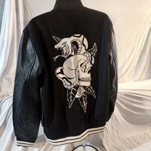 PacSun Snake and Skull Varsity Jacket - Medium